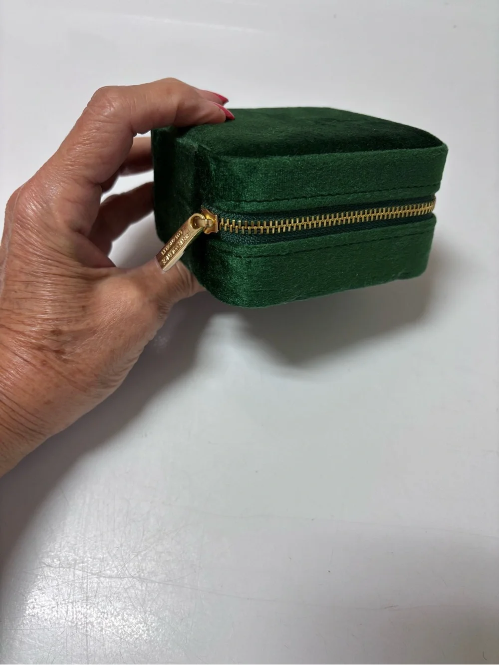 Green Velvet Travel Jewelry Organizer w/ Mirror